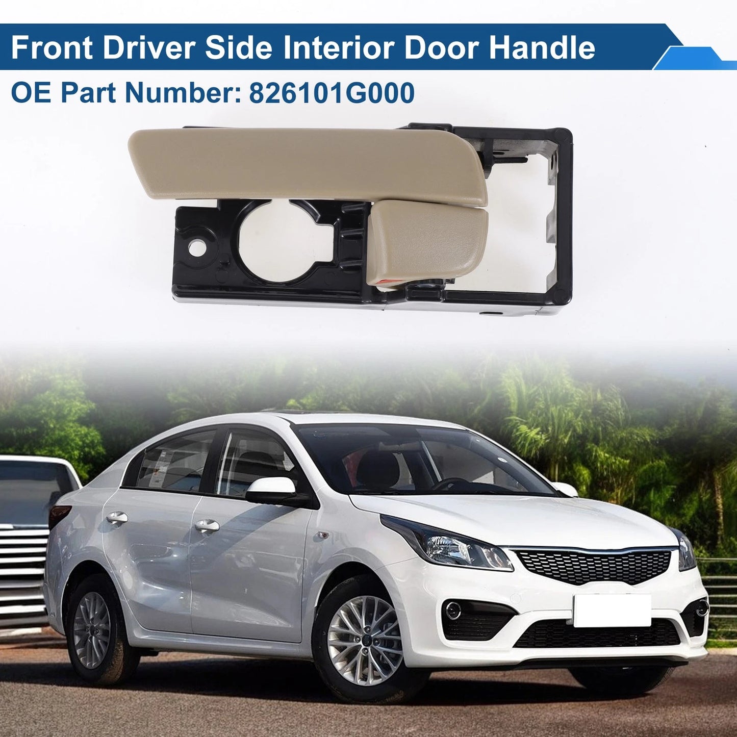 Front Passenger Side Door Handle for Kia Rio (2012-2017) Beige Black