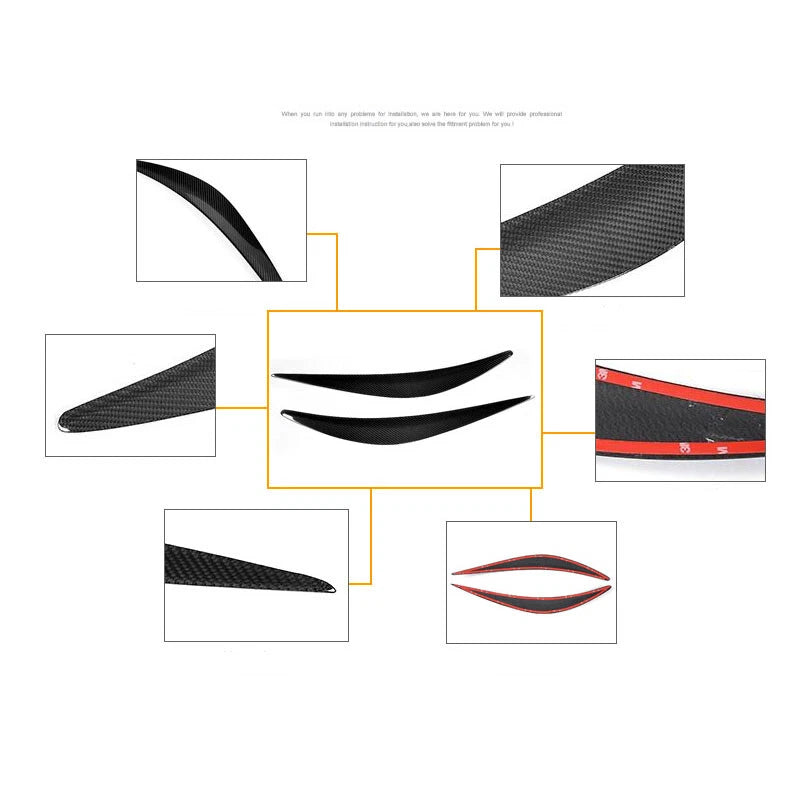 Carbon Fiber Headlight Eye Lid Cover Eyebrows for 2014-2020 Infiniti Q50 Sedan