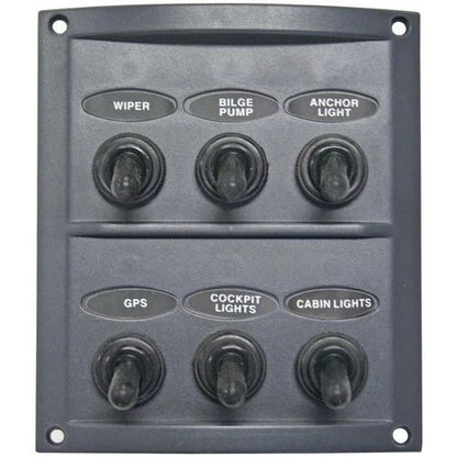 Switch Panel 6 Gang 12V/24V Grey Waterproof for Marine Applications