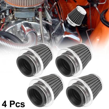 4 x 42mm Air Filter Cleaner Round Tapered Universal Black for Motorcycle