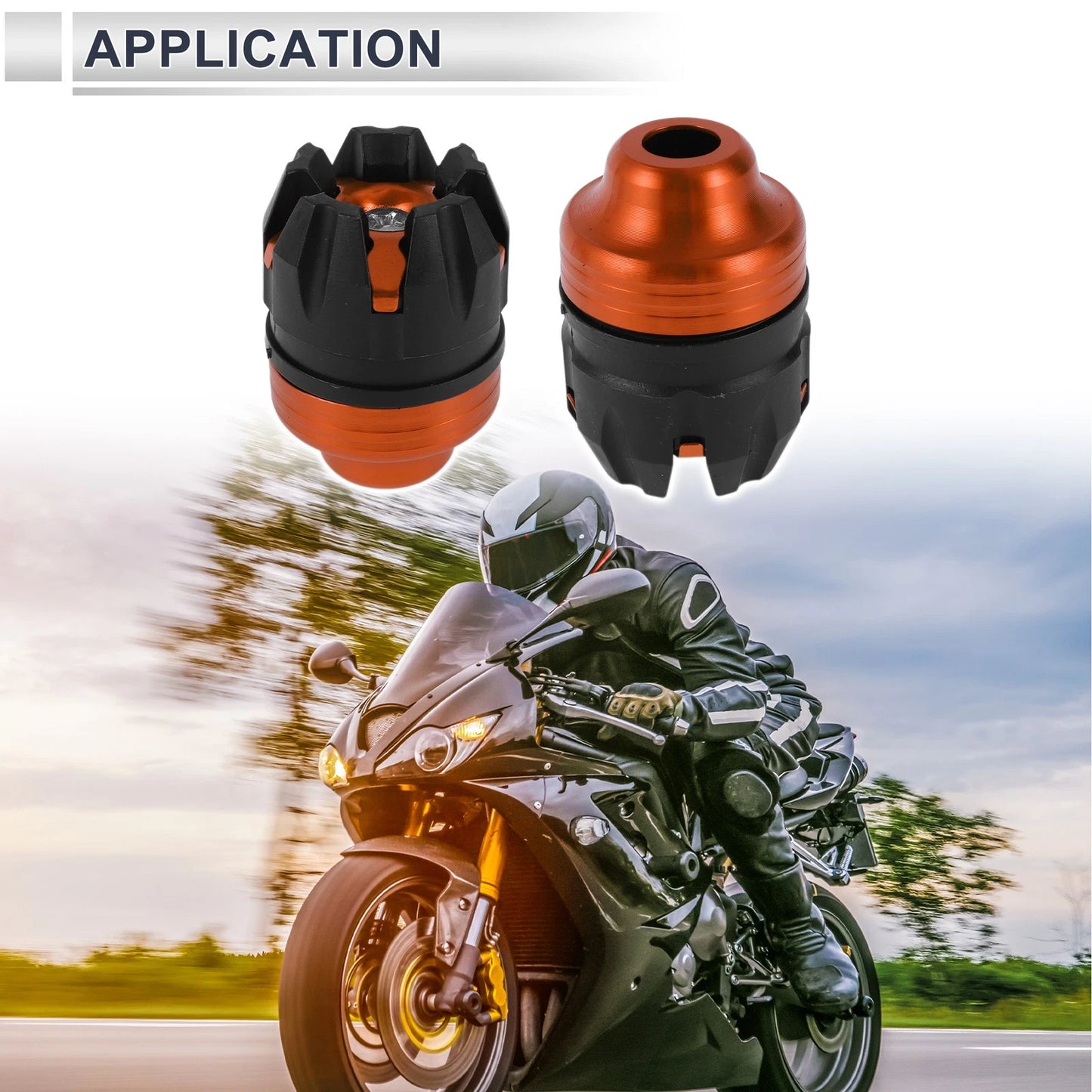 2 x 14mm Aluminum Alloy Plastic Motorcycle Slider Frame Orange for Make Model