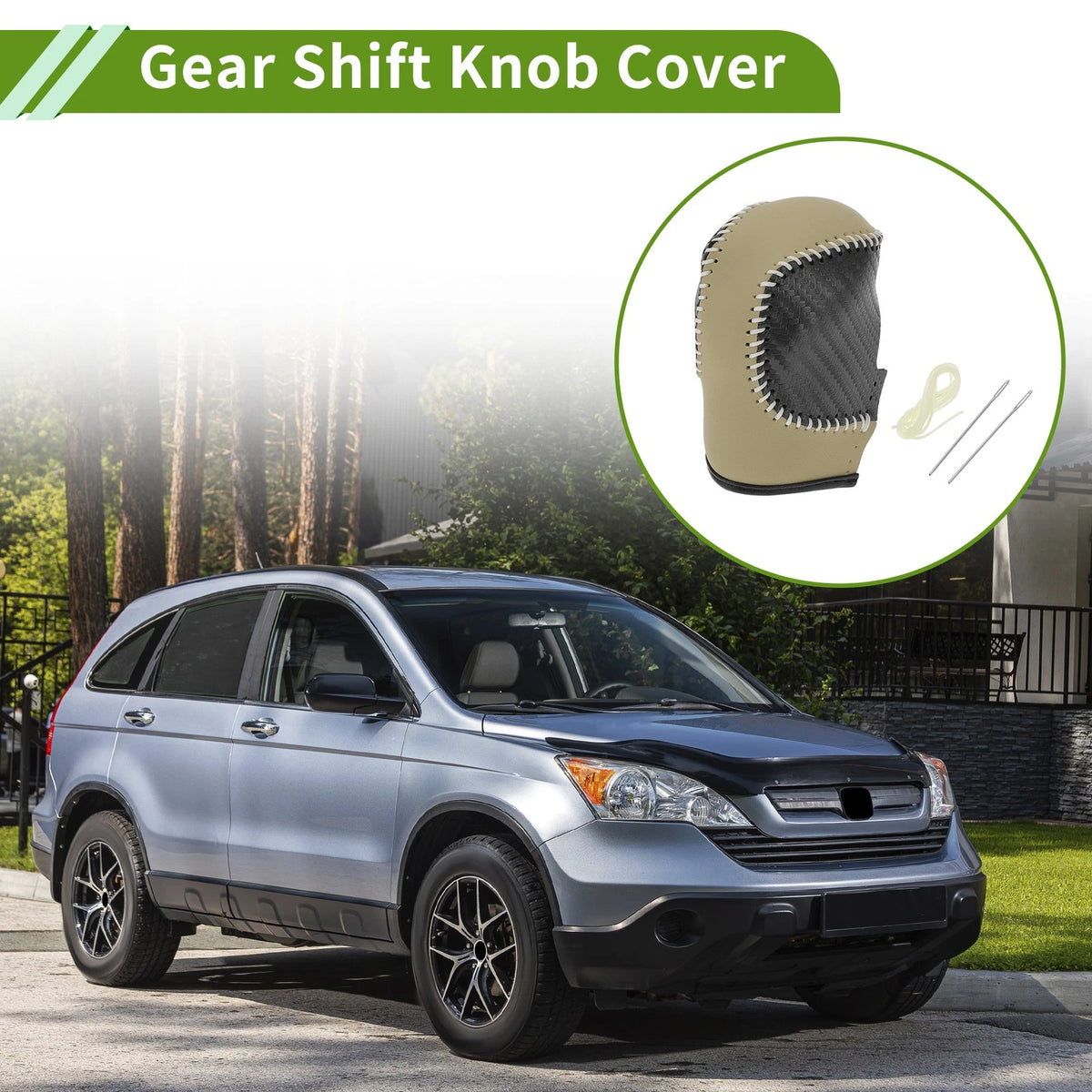 Black Carbon Fiber Gear Shift Knob Cover for Honda Accord