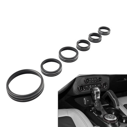 Black AC Stereo Tune Knob Headlight Switch Covers for Ford Bronco (2021-2022)