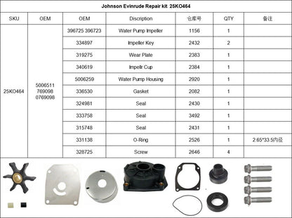 Water Pump Kit w/ Housing for Johnson/Evinrude E-TEC 40-60HP