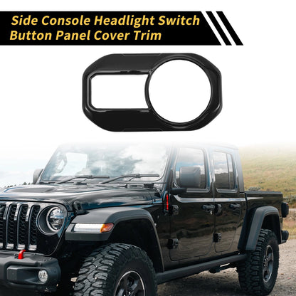 Headlight Button Panel Cover for Jeep Gladiator JT (2020-2024) Black 1 Pc