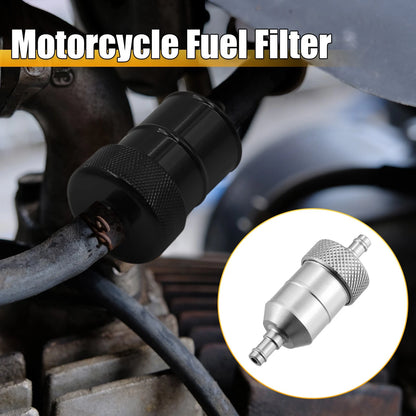 6.4mm 1/4" Dia Hose Petrol Oil Fuel Filter Cleaner Silver Tone for Motorcycle