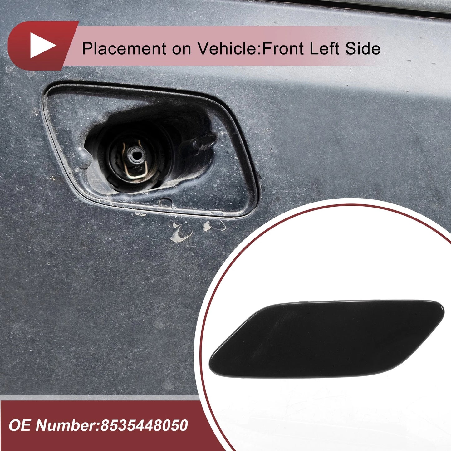 Front Left Washer Nozzle Cover for Lexus RX350 (2019-2022) Black 1 Pcs