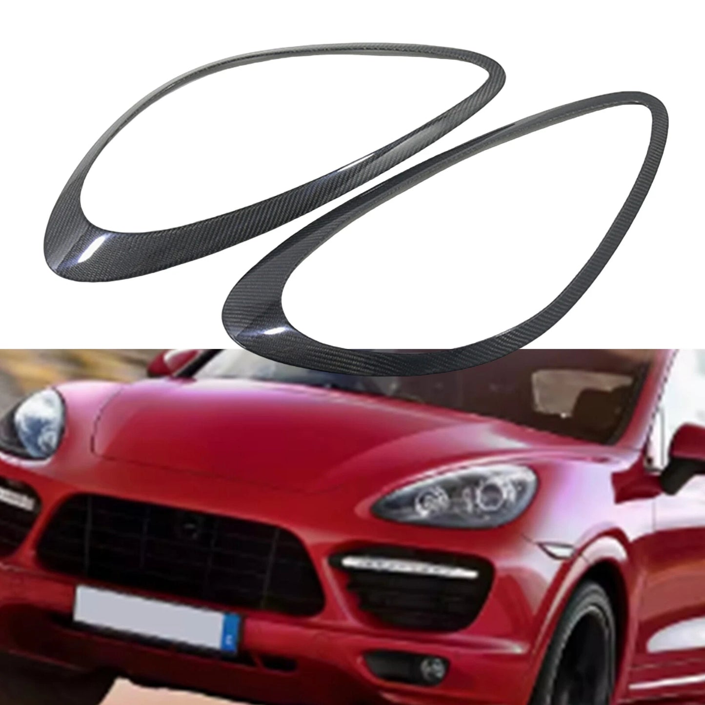 Carbon Fiber Headlight Eyebrow Covers for Porsche Cayenne 958 (2011-2014)