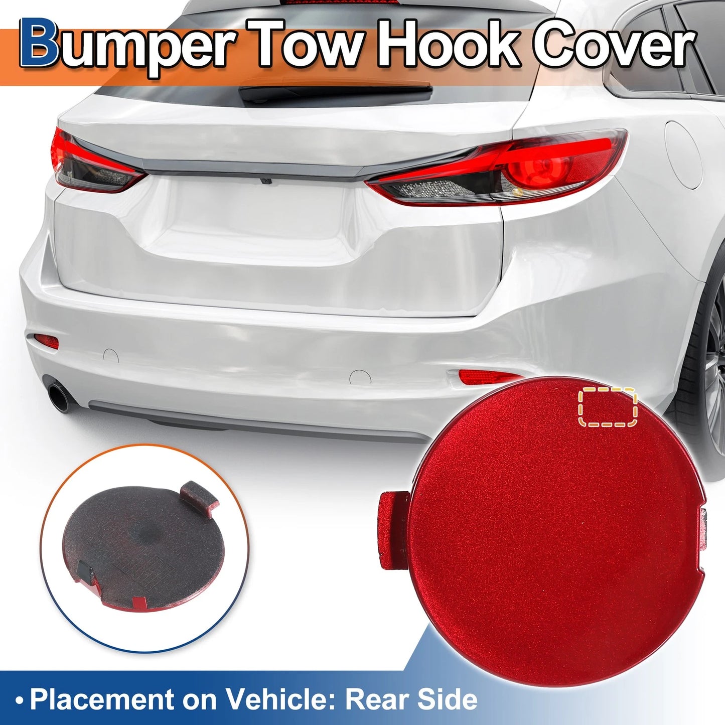 Rear Right Tow Hook Cover for Mazda 6 Atenza (2018-2021) Red