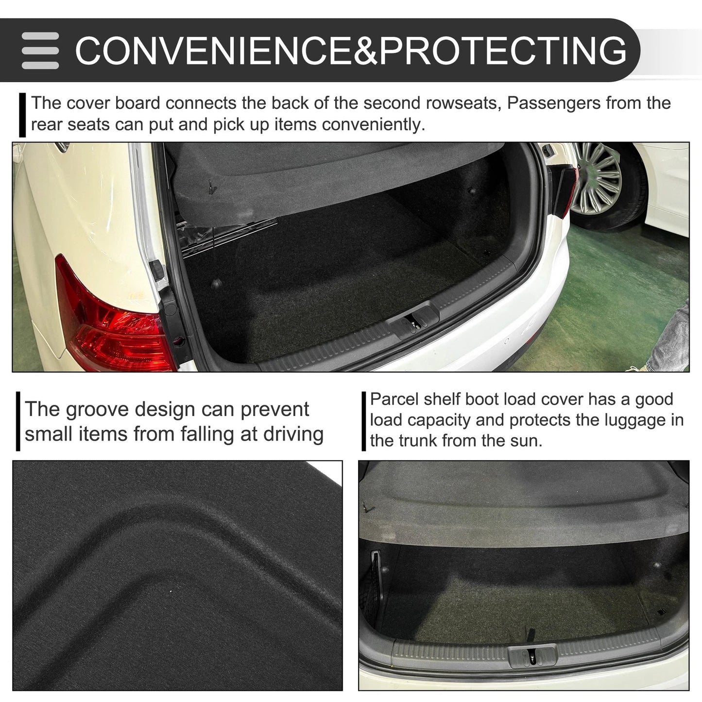 Rear Parcel Shelf Boot Load Cover for Ford Focus (2012-2018) Black