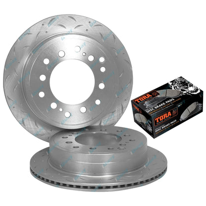 Rear Drilled Slotted Brake Rotors & Pads for Land Cruiser HZJ73/75, FZJ75