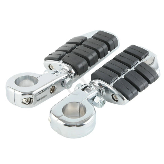 1 1/4" Wing Footpeg Pegs Mount Clamps for Harley Yamaha Chrome