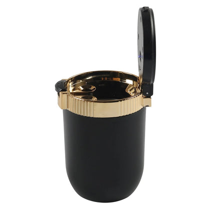 Portable Car Ashtray with Lid and Blue LED Light for Universal Use