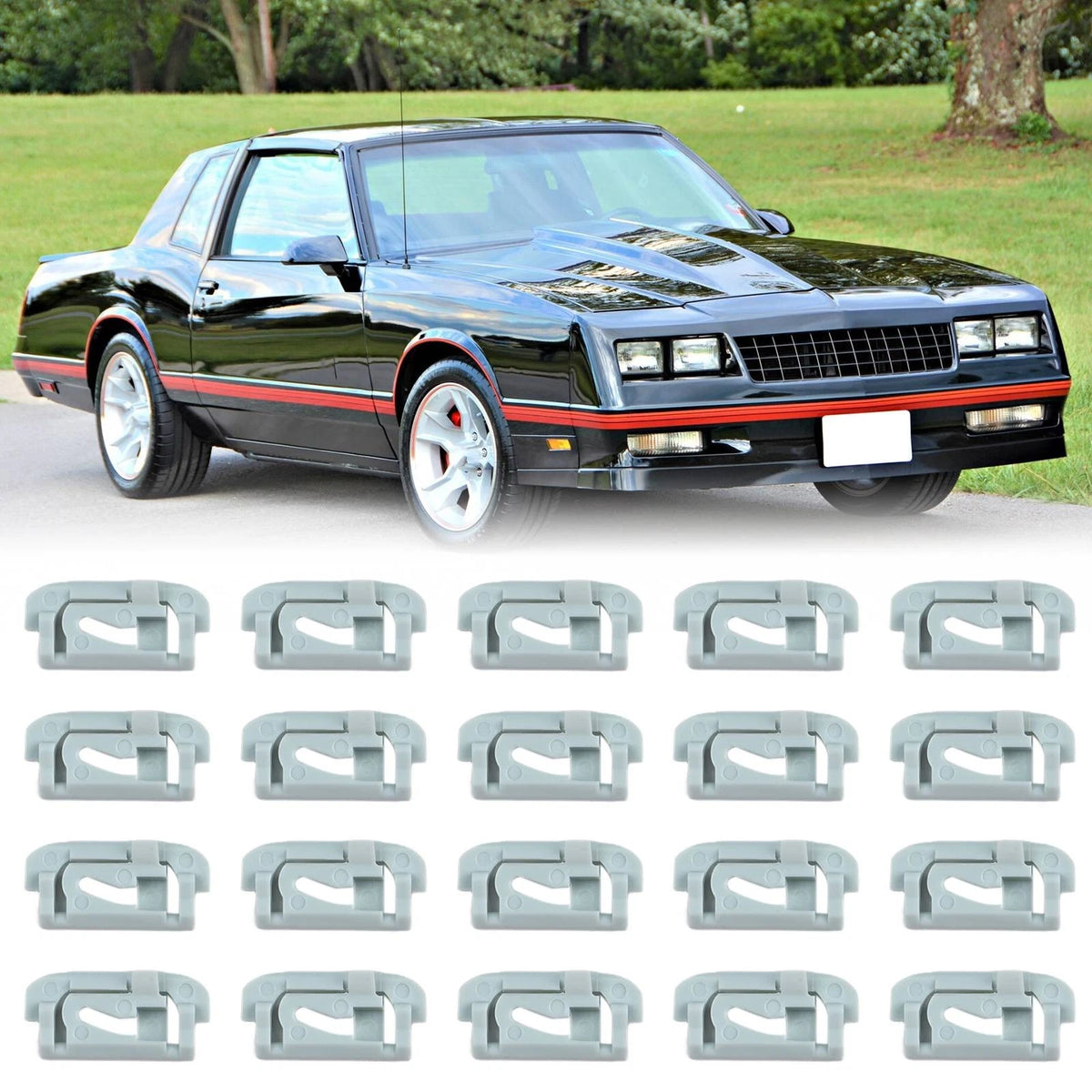 20x Windshield & Rear Window Trim Molding Clips for G-Body (1978–1988)