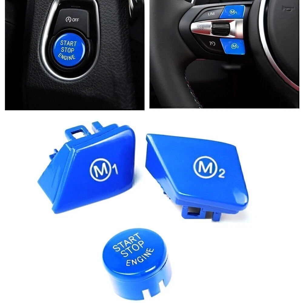 2 x Steering Wheel Switch Covers + Start Button Cap for BMW M2 F87 (2016-2021)