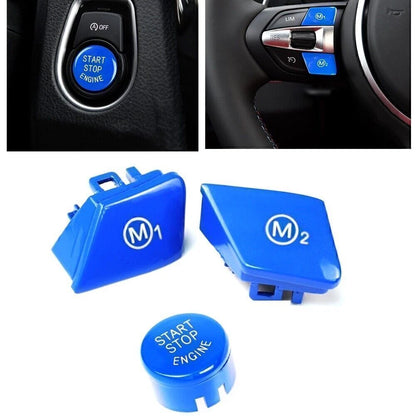 2 x Steering Wheel Switch Covers + Start Button Cap for BMW M2 F87 (2016-2021)