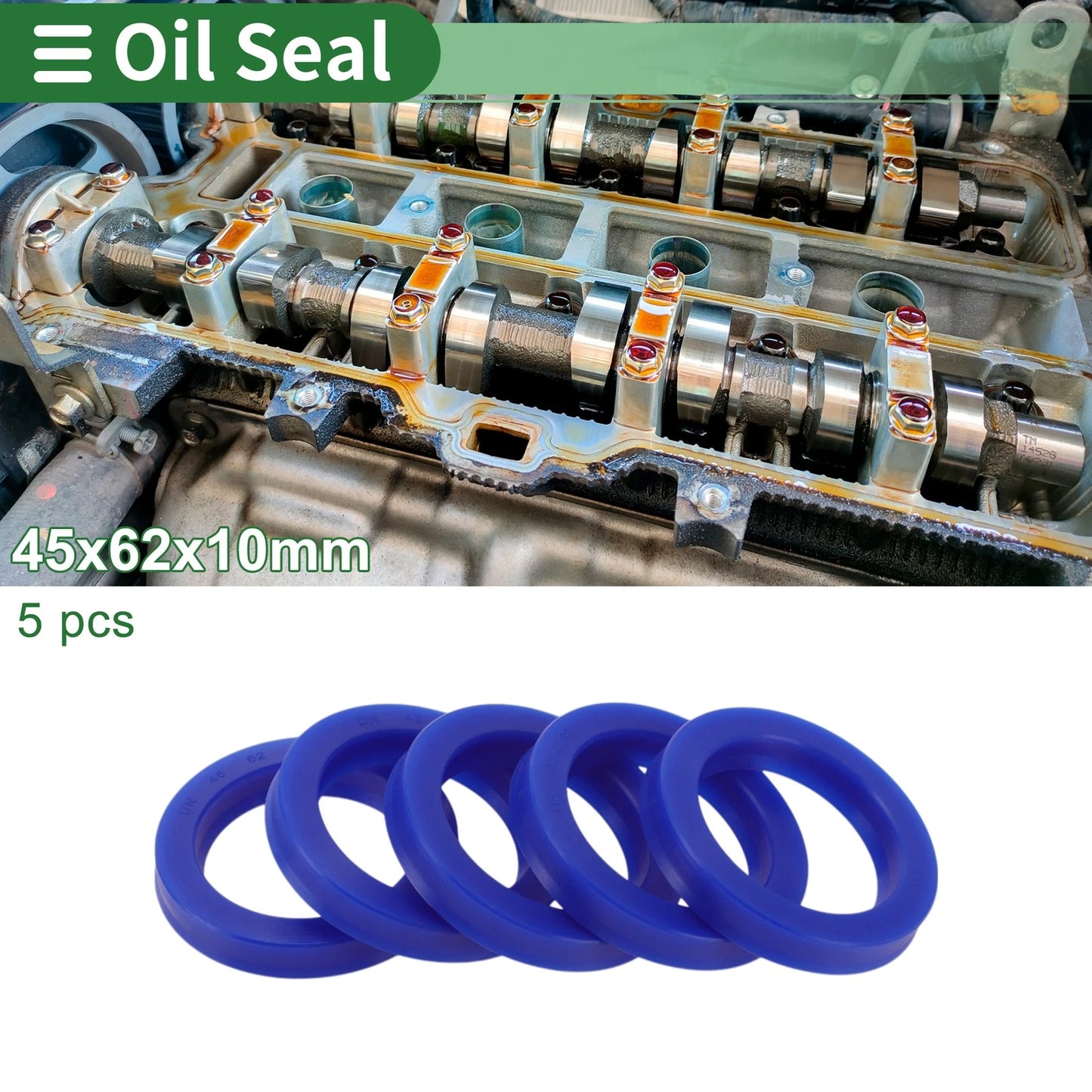 Oil Seal 45x62x10mm TPU Rotary Shaft Seal 5 Pcs