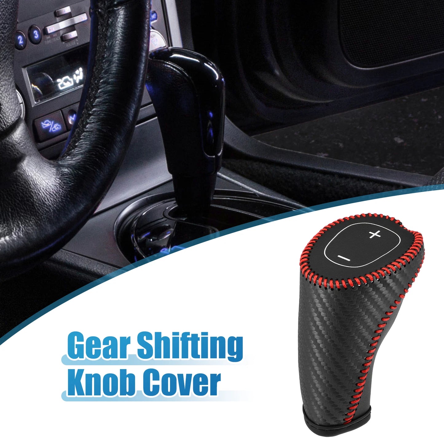 Gear Shifting Knob Cover Trim for Chevy Equinox Malibu Black Red Stitches