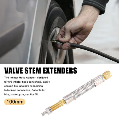 2 x 100mm Tire Valve Stem Inflator Extender Hose for Car Motorcycle