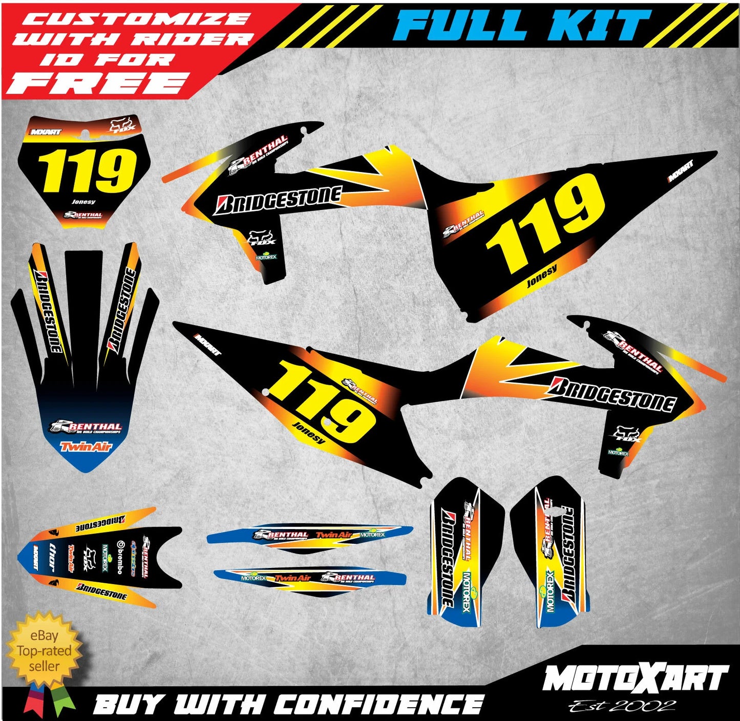 Custom Graphics Kit SUNRISE Stickers for KTM SX (2019-2020)