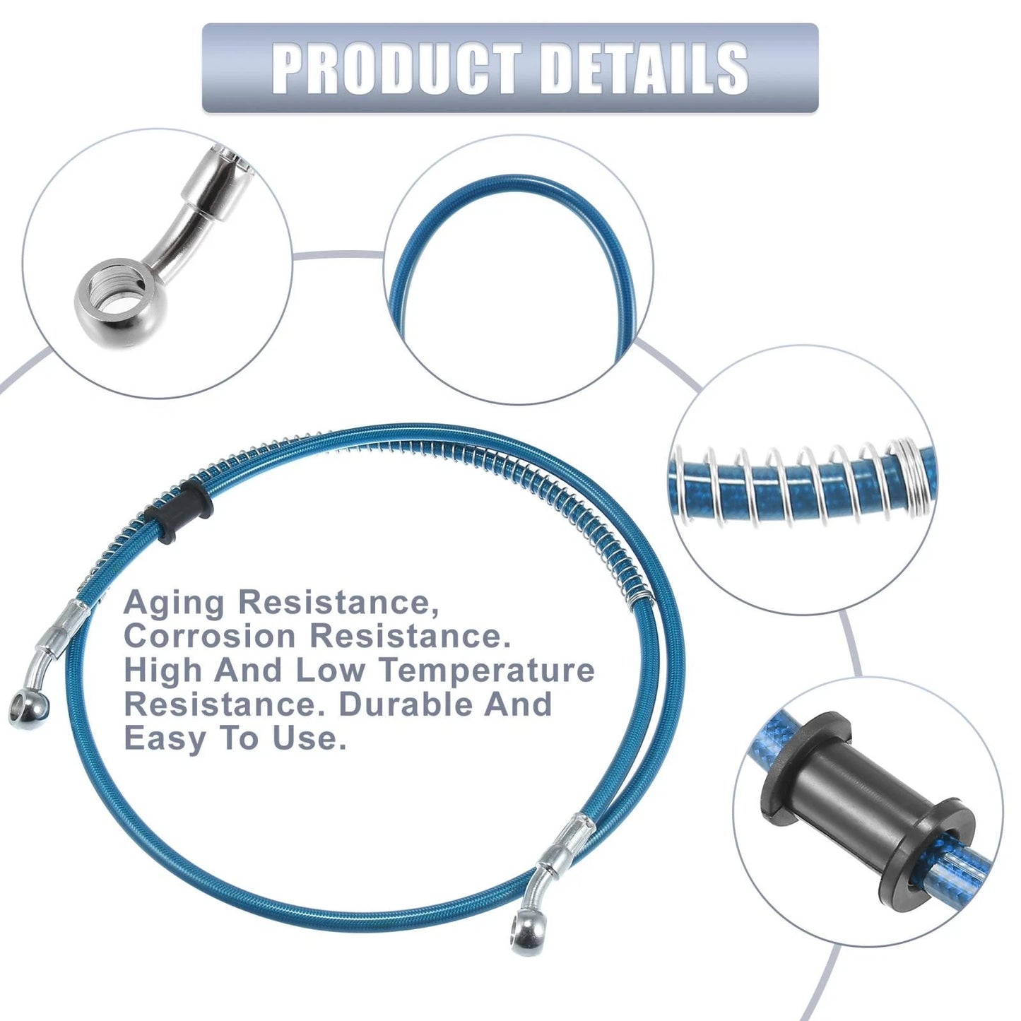 Brake Line 47.24" 10mm Oil Hose Pipe Stainless Steel Blue for Motorcycle