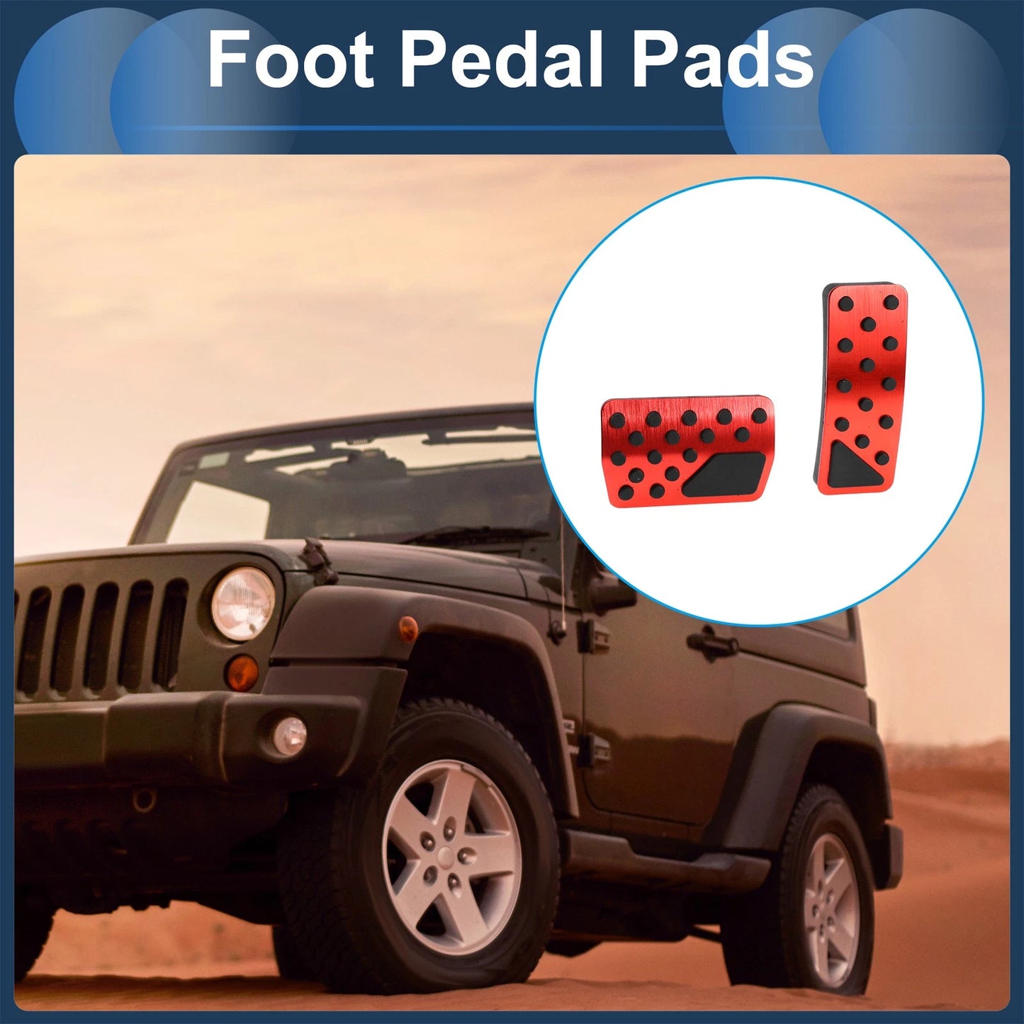 Automatic Foot Accelerator Pedal Covers  for Jeep Wrangler (2018-2024) Red