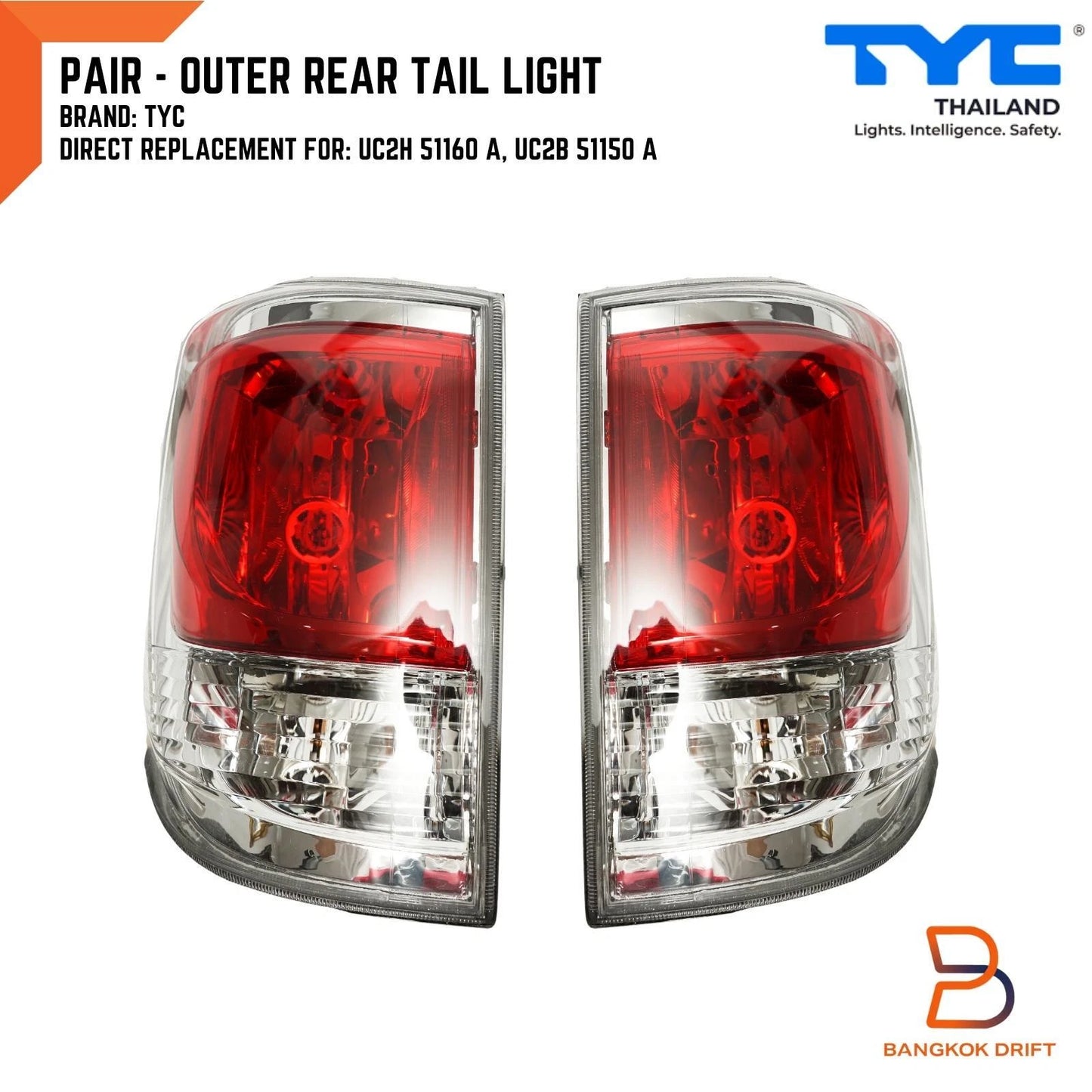 TYC  LH RH Outer Tail Light for Mazda BT-50 BT50 Ute (2012-2015)