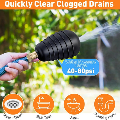 Drain Cleaning Bladder for Utility Plumbing Garden Hose, 4" to 6"