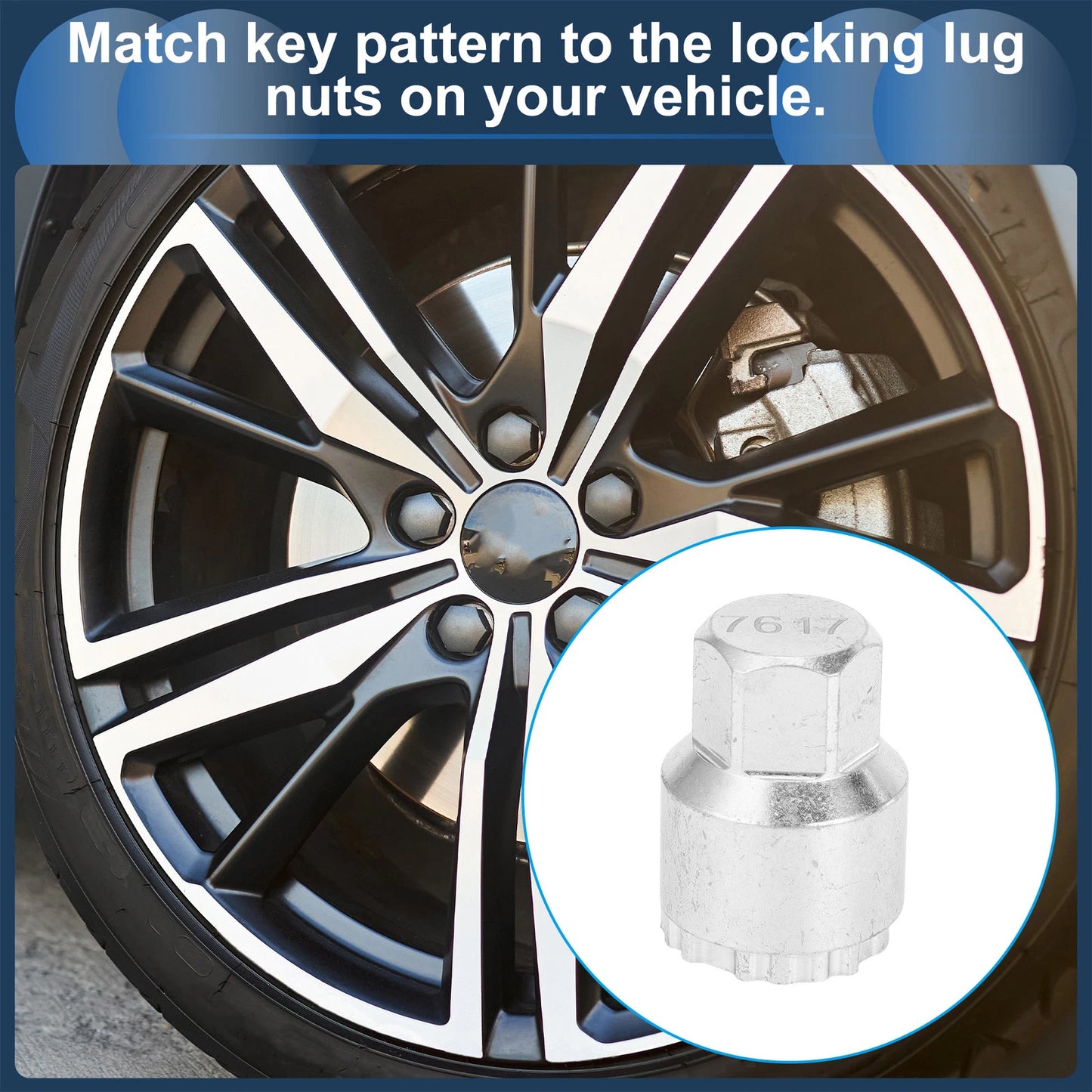 Anti-theft Wheel Lock Lug Nut Removal Key Socket for Volvo