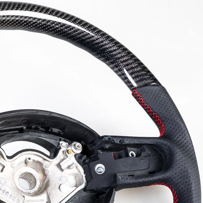 Carbon Flat Bottom 3 Spoke Leather Steering Wheel for Mini R50 R52 R53 (2002-2008)