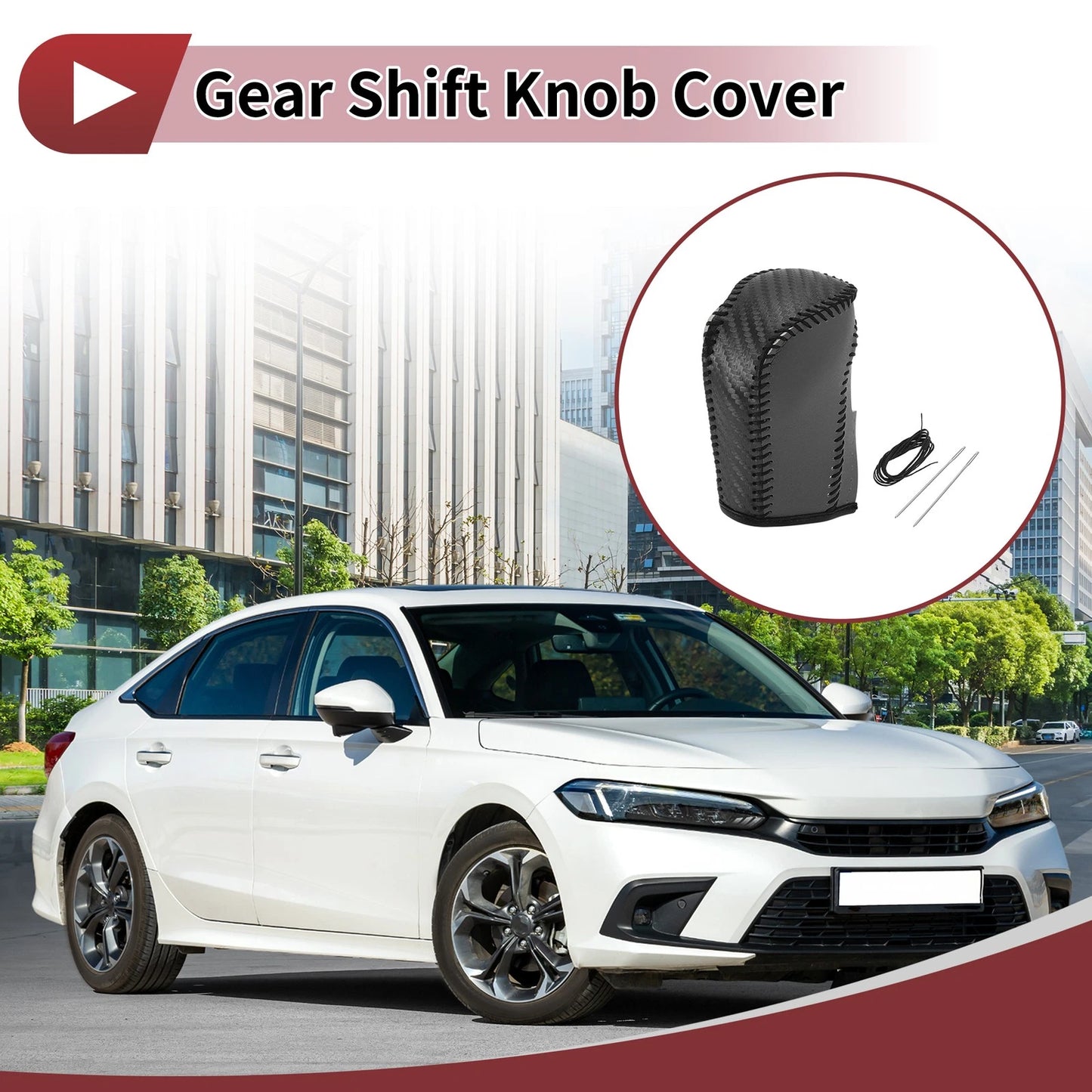 Car Gear Shift Knob Cover for Honda CR-V (2023) - Black Faux Leather