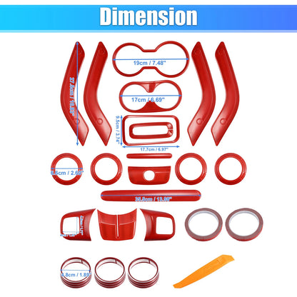21pcs Interior Trim Kit for Jeep Wrangler JK (2011-2018) - Red Decoration Set