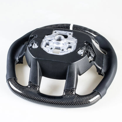 Carbon Flat Bottom Leather Steering Wheel for Ford F150 F250 F350 (15-22)