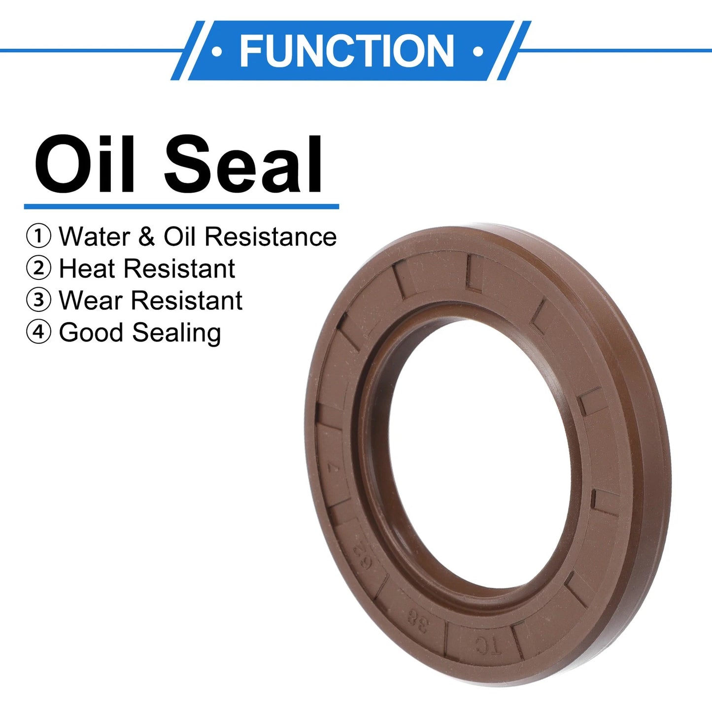 Oil Seal / 38x62x7mm / Rotary Shaft Seal FKM Rubber Brown 2 x for Make Model