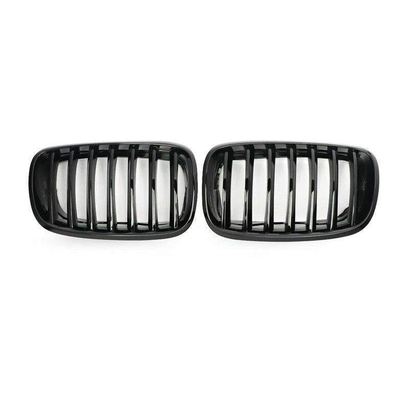 2 x Gloss Black Front Bumper Kidney Grille Covers for BMW E70 X5 E71 X6 (2007-2013)