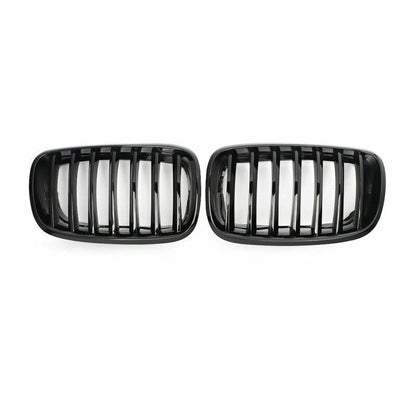 2 x Gloss Black Front Bumper Kidney Grille Covers for BMW E70 X5 E71 X6 (2007-2013)