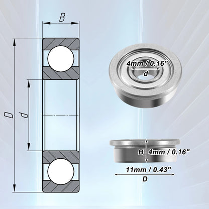 10 pcs 4x11x4mm Single Row Flanged Deep Groove Ball Bearing for Make Model