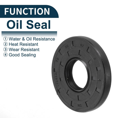 Oil Seal Rotary Shaft Seal NBR Rubber 25x62x8mm Black 5Pcs