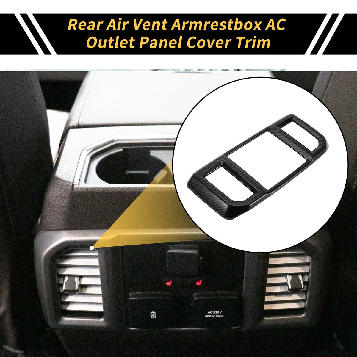 Rear Air Vent Armrest AC Outlet Panel Cover Trim for Ford F-150 (2015-2020)