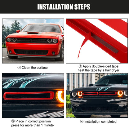 Front Grill Mesh Grille Inserts Trim Exterior for Dodge Challenger (2015-2022) Red