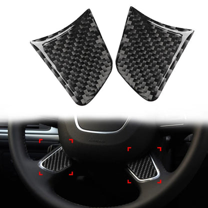 Carbon Fiber Black Steering Wheel Panel Cover Trim for Audi A6 A7 (2012-2018)