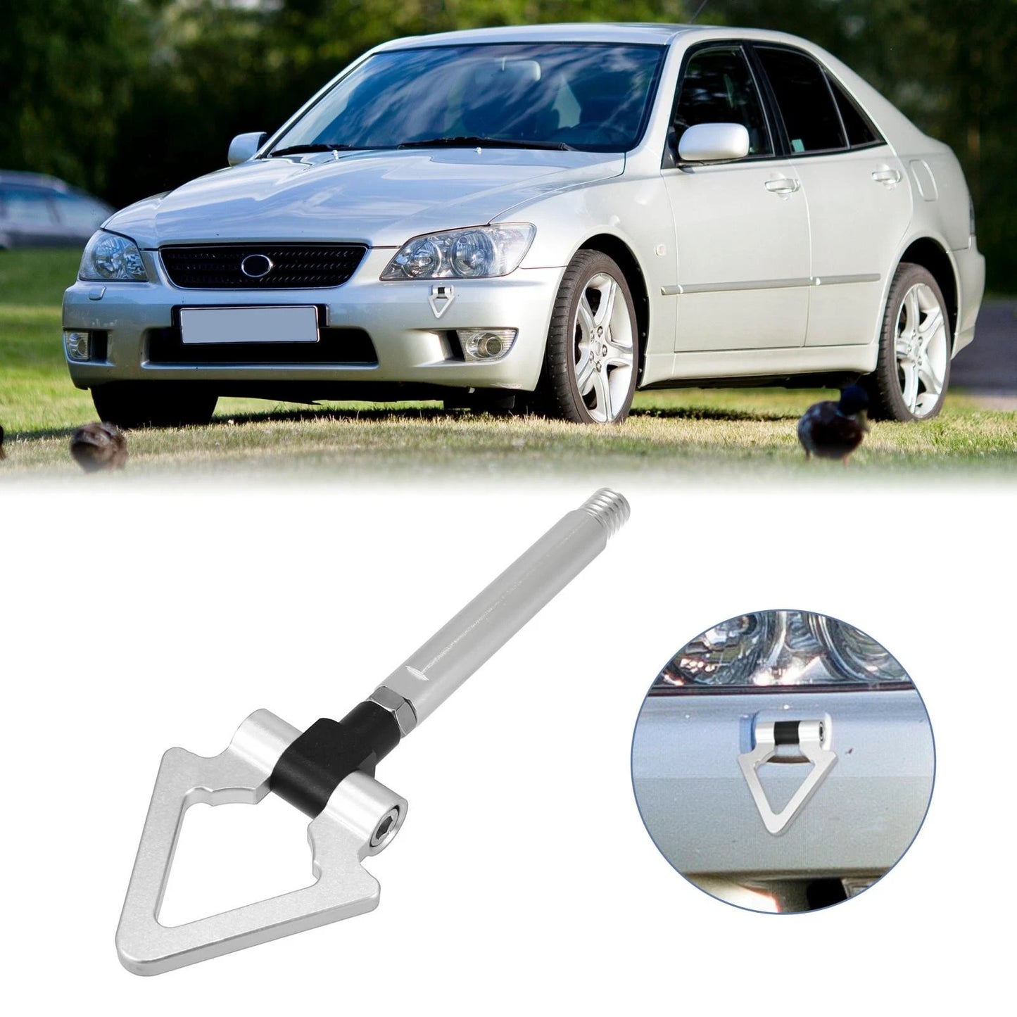 Silver Tone Triangle Tow Hook Screw for Lexus IS IS250 (2006-2013)