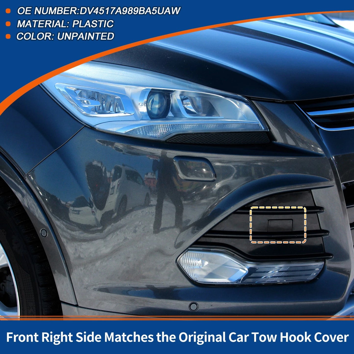 Bumper Tow Hook Cover for Ford Escape (2013-2019) Black