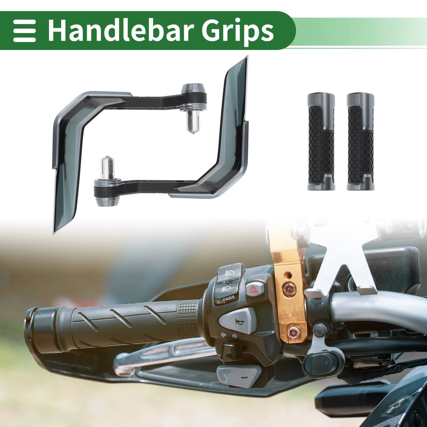 7/8" 22mm Motorcycle Hand Grips End Grips Titanium Tone for Make Model