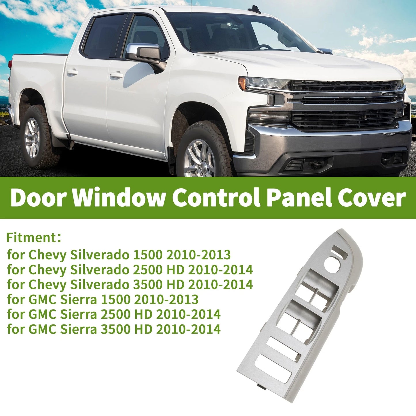 Front Left Side Window Switch Bezel Cover for Chevy Silverado