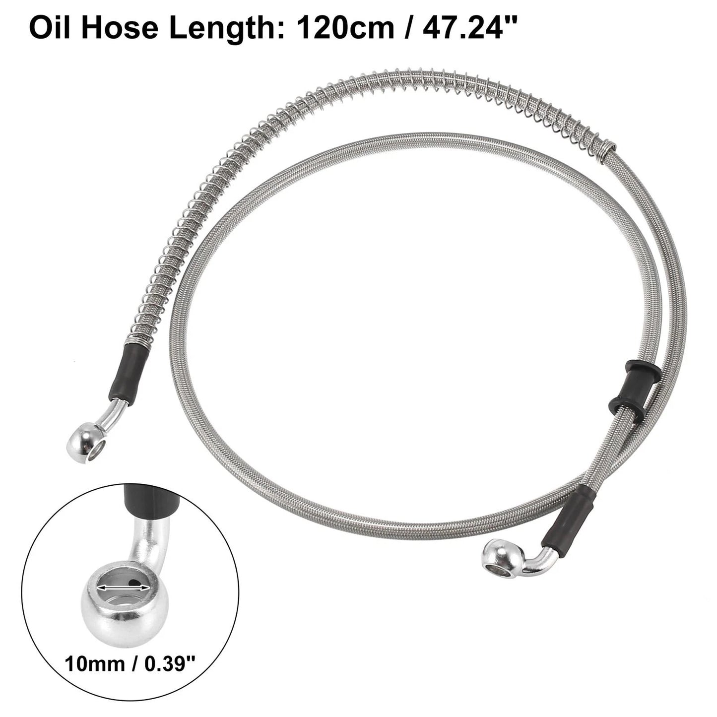 120cm 47.24" Brake Clutch Oil Hose Line Pipe Hydraulic Silver Tone Motorcycle