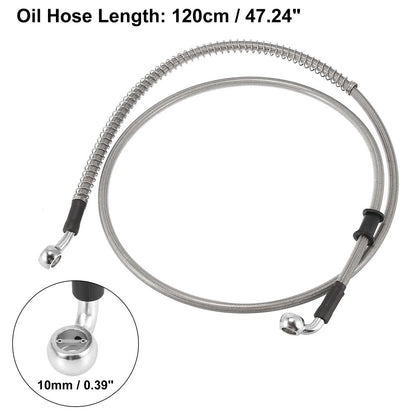 120cm 47.24" Brake Clutch Oil Hose Line Pipe Hydraulic Silver Tone Motorcycle