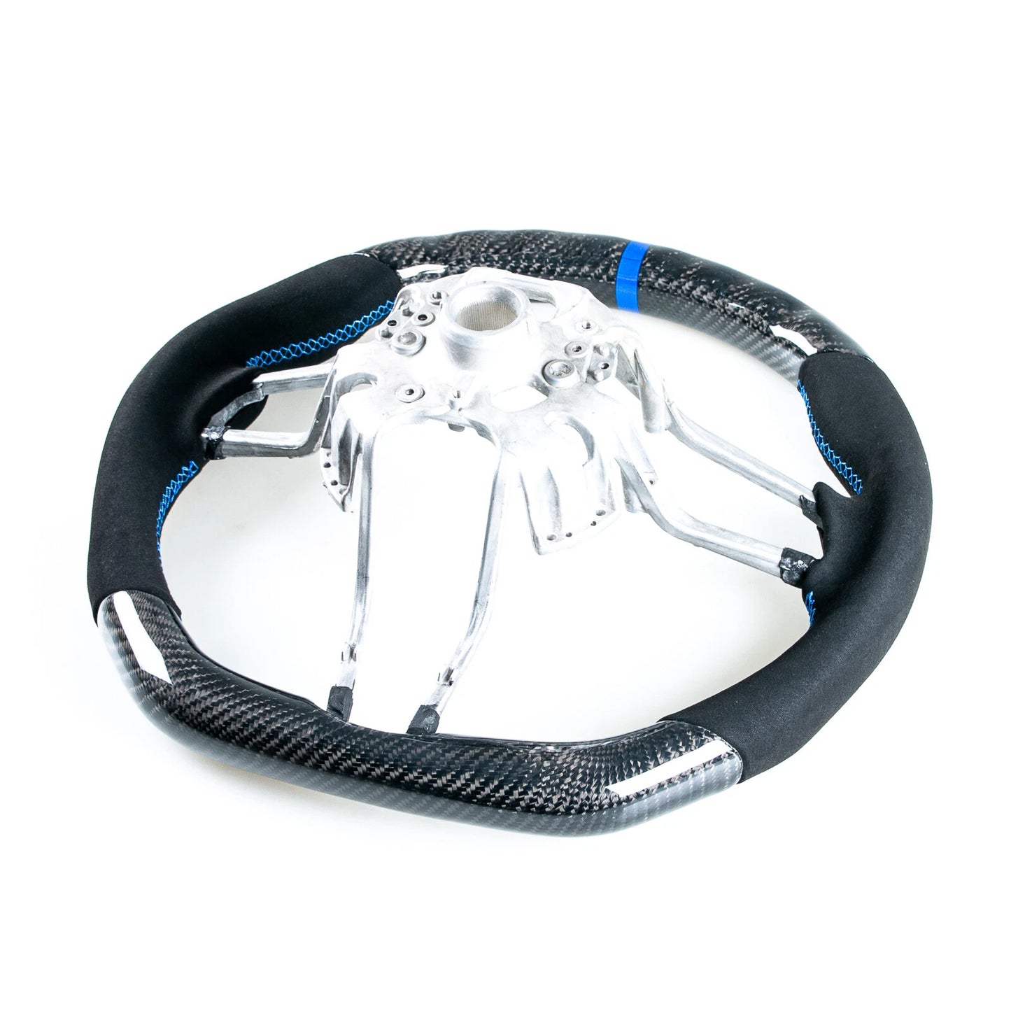 Carbon Suede Blue Steering Wheel for Porsche 911, 718, Boxster, Cayman, Macan (2016-2023)