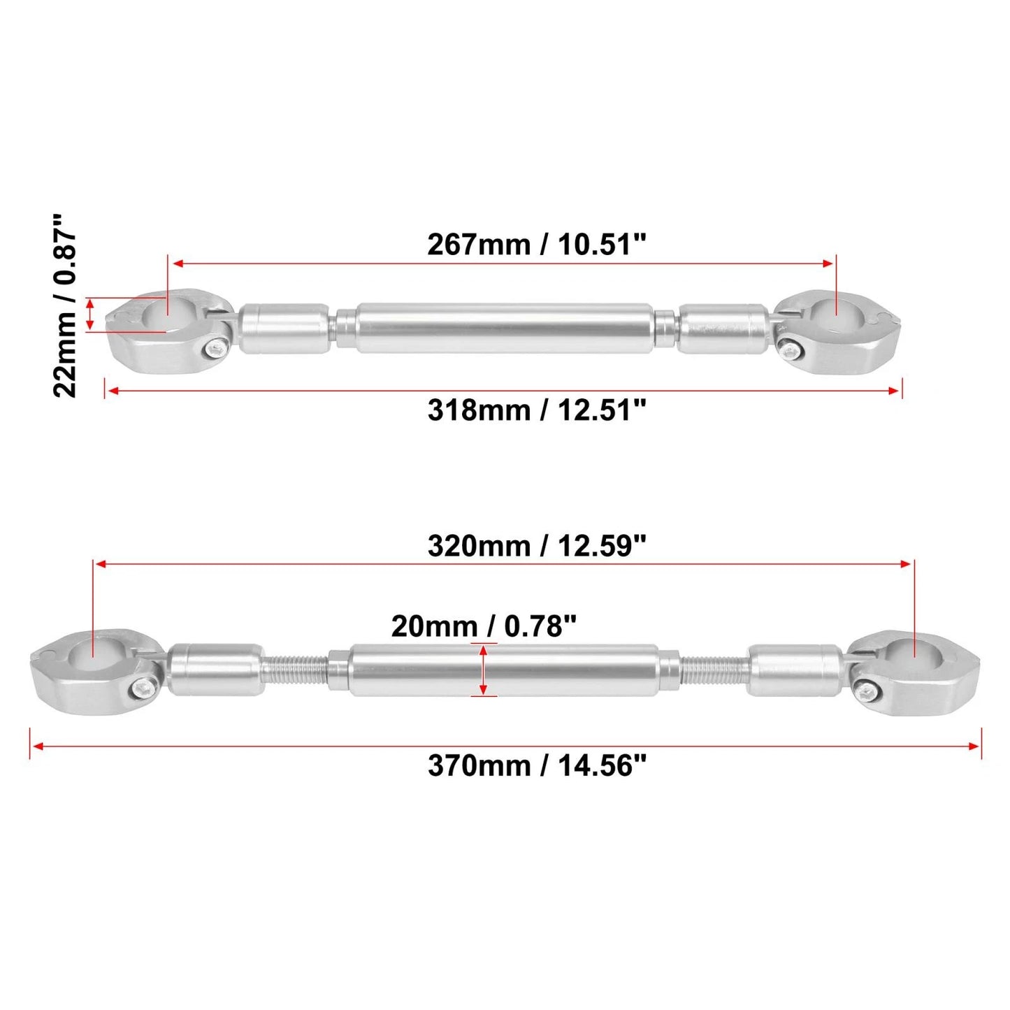 1 Set Universal 22mm Aluminum Alloy Silver Tone Crossbar for Motorcycle