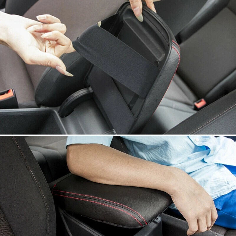 Armrest Box Cover Microfiber Leather Red Line Wear-Resistant